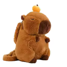 Capybara Plush Backpack – Soft & Kawaii Mini Bag with Orange Hat